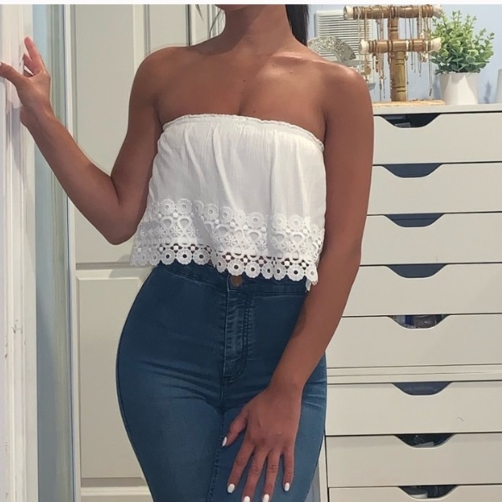 White strapless top